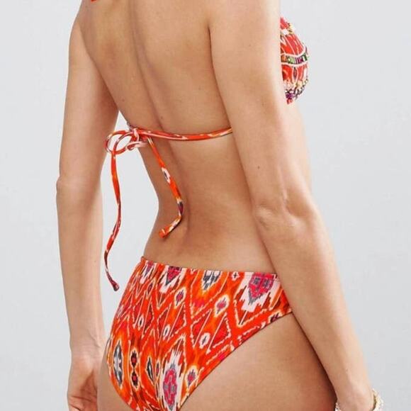 NWT ASOS DESIGN Ikat Print Bead Embellished Trim Bikini Bottom US 12 36DD - Picture 2 of 11